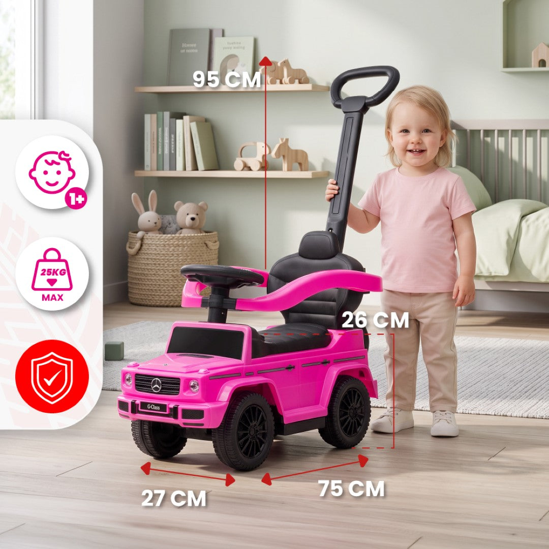 Ride-on car with pusher Mercedes Benz class fuchsia