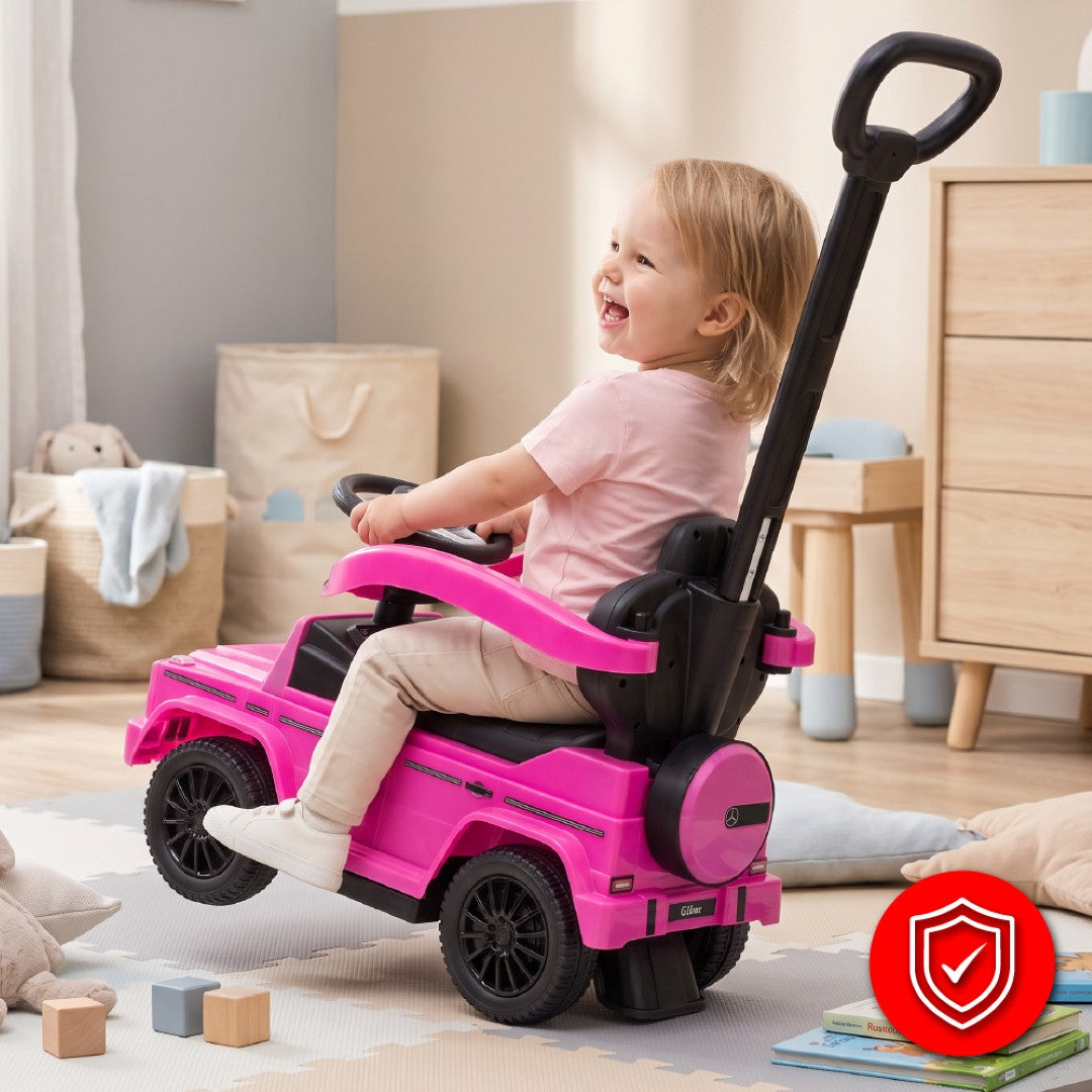 Ride-on car with pusher Mercedes Benz class fuchsia