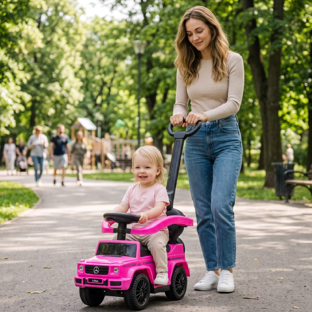 Ride-on car with pusher Mercedes Benz class fuchsia