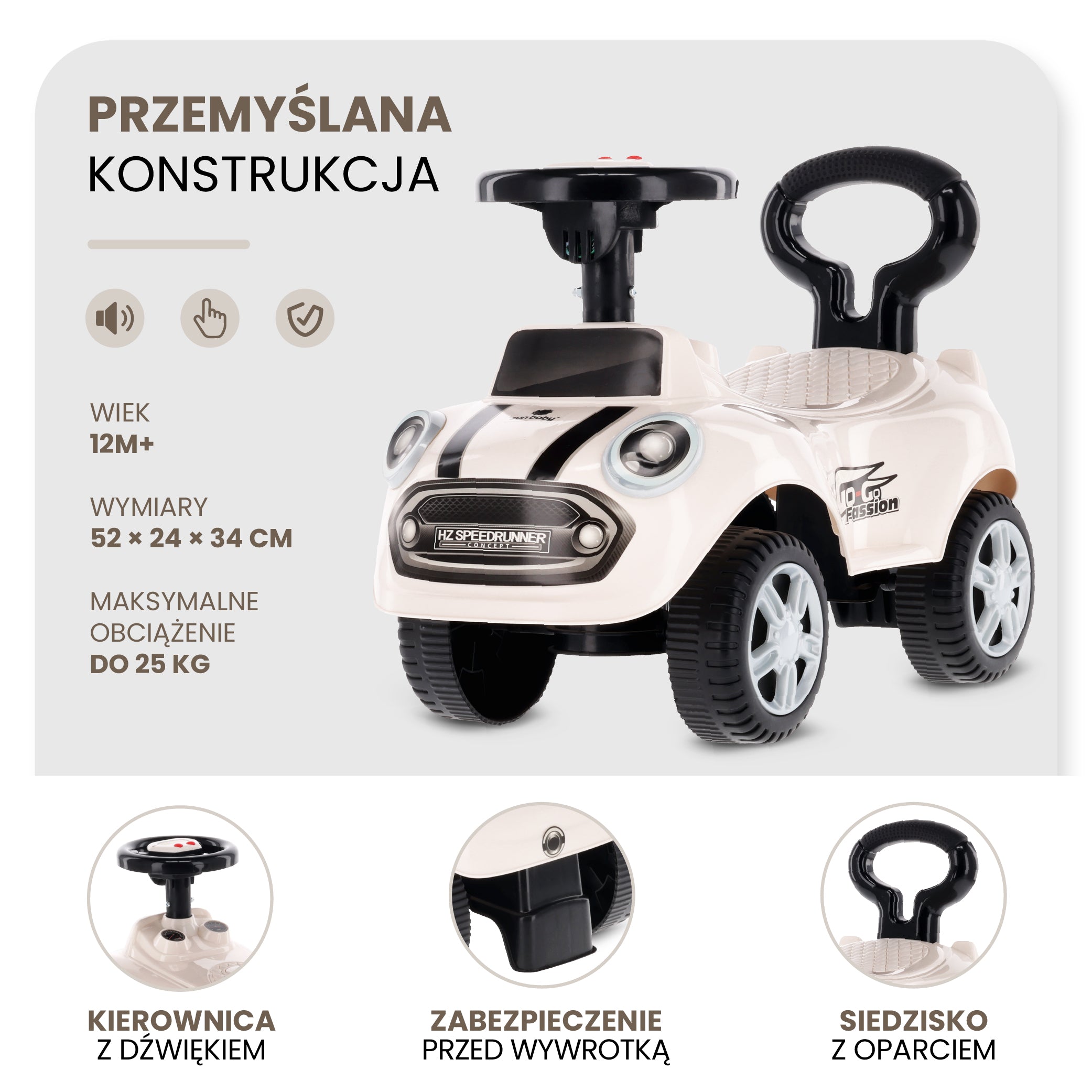 Ride-on car pusher GO GO Fassion white