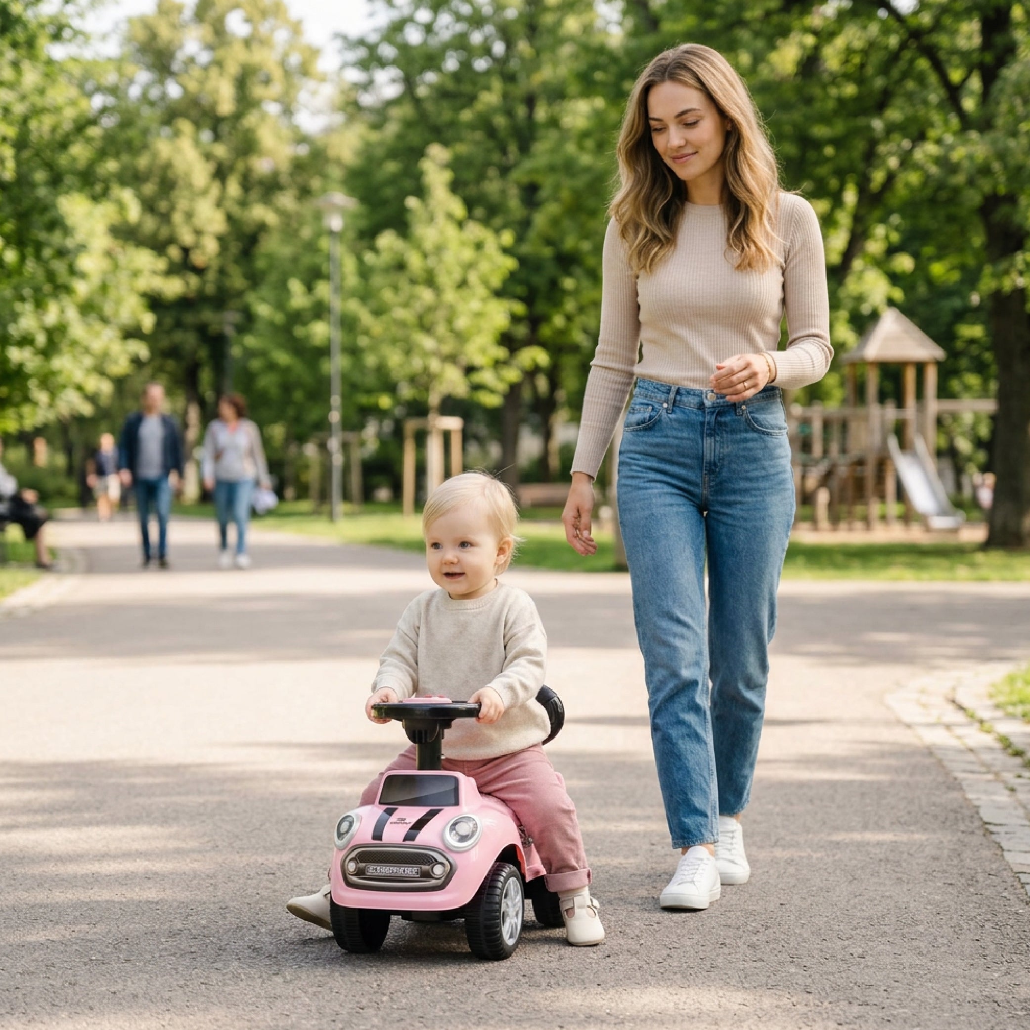 Jeździk samochód auto pchacz dla dzieci GO GO Fassion różowy