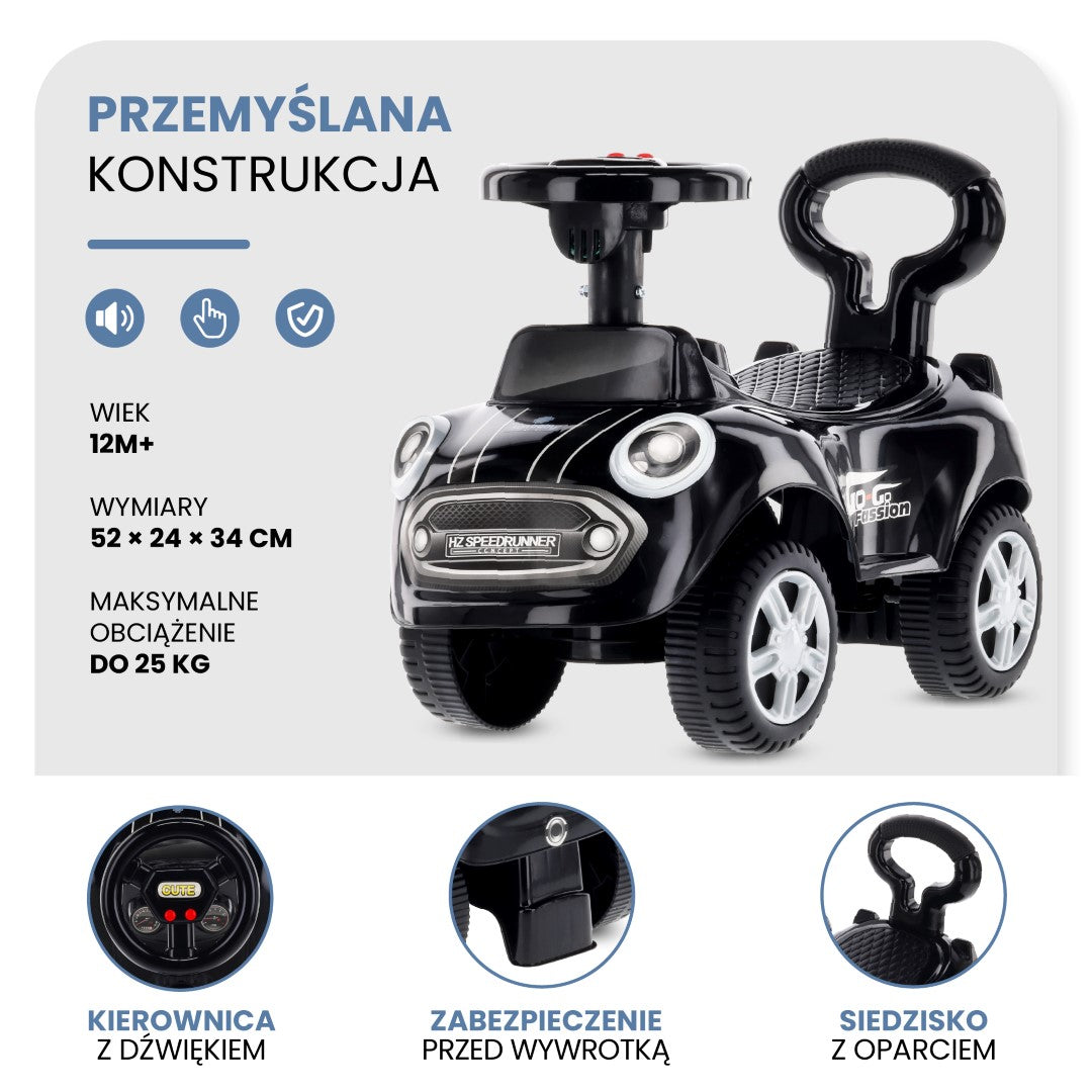 Jeździk dla dziecka Samochód Auto Pchacz Chodzik GO GO Fassion czarny