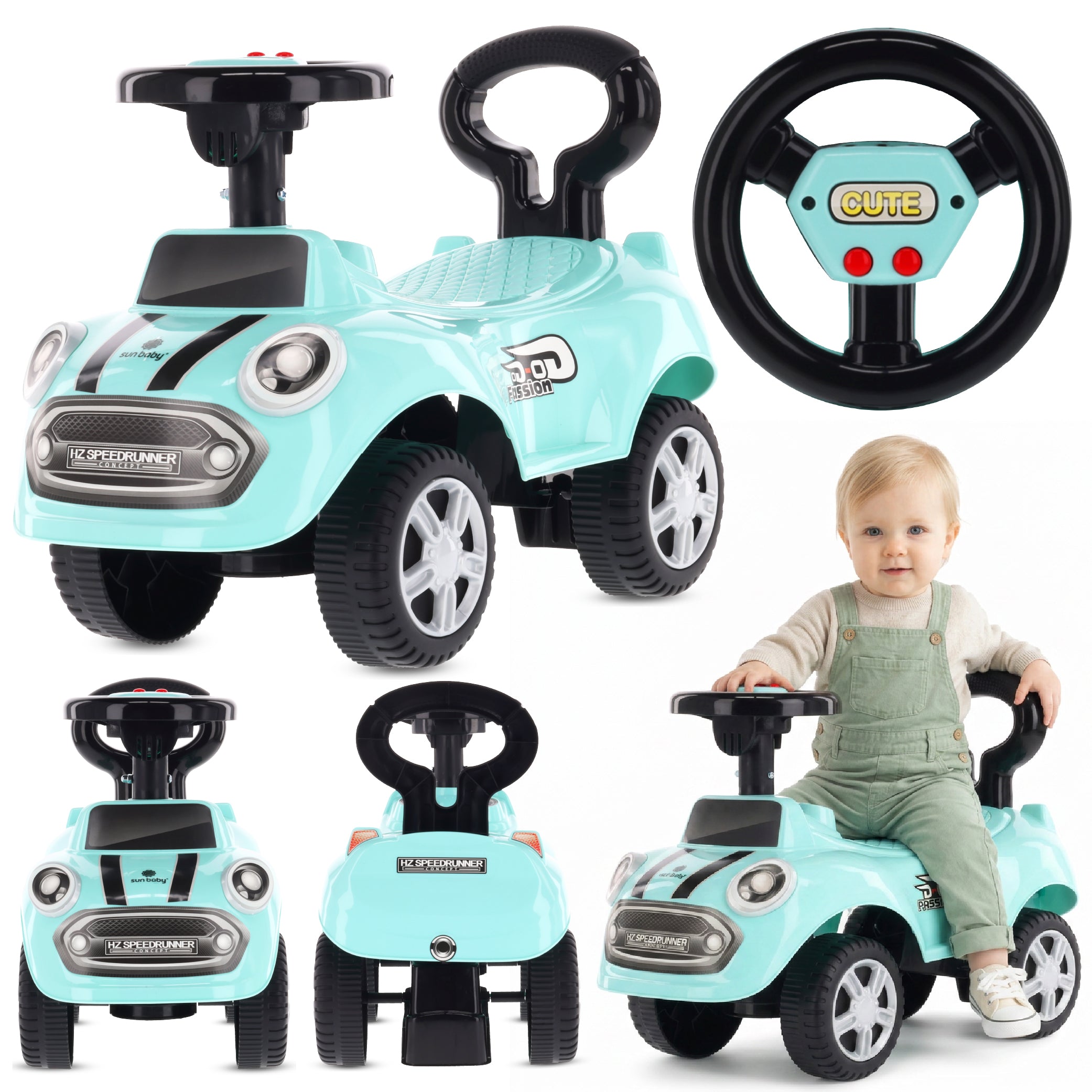 Jeździk samochód auto pchacz dla dzieci GO GO Fassion miętowy