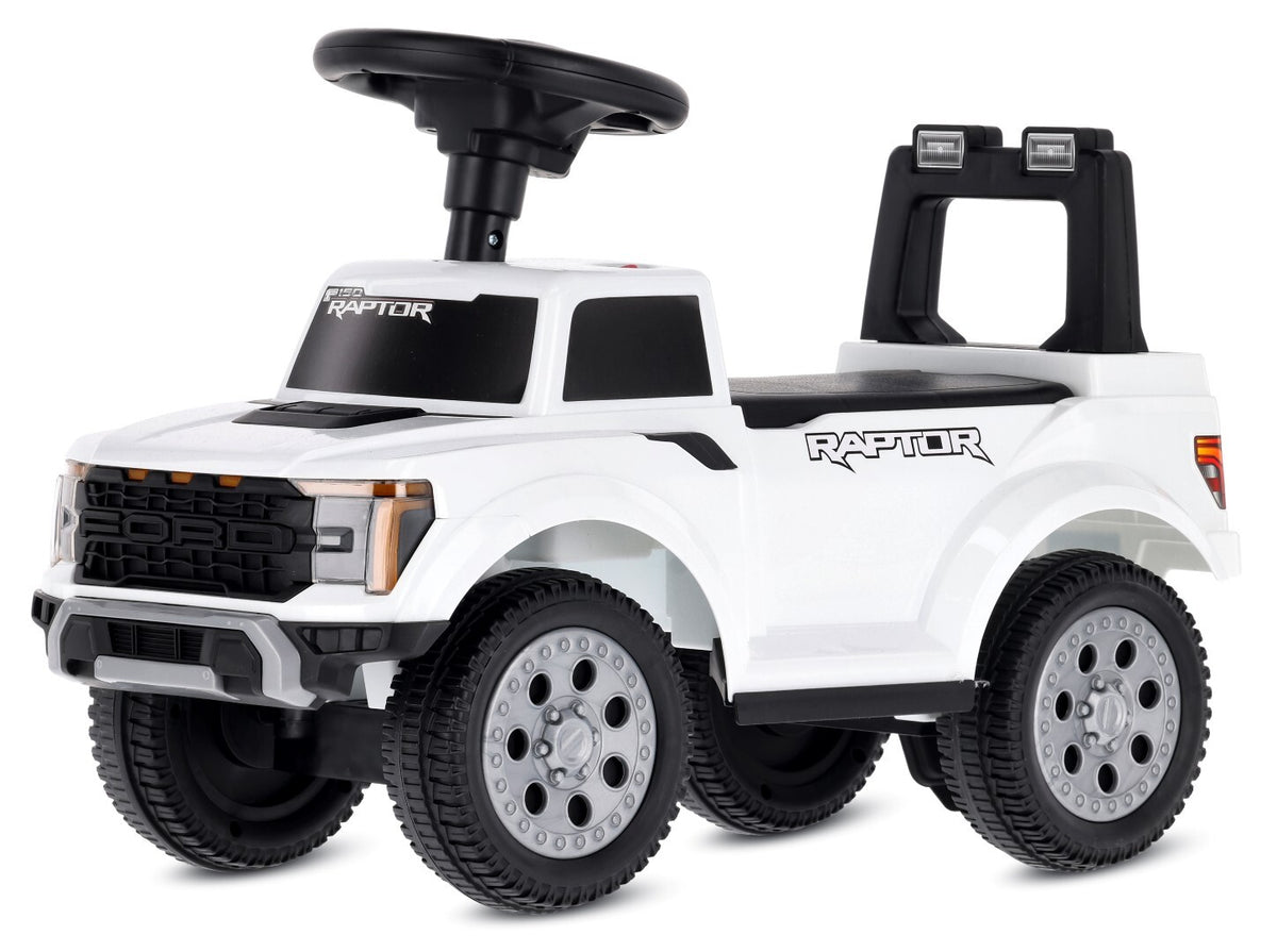 Jeździk Auto Pchacz dla dzieci na roczek schowek LED Ford Raptor biały Sun Baby