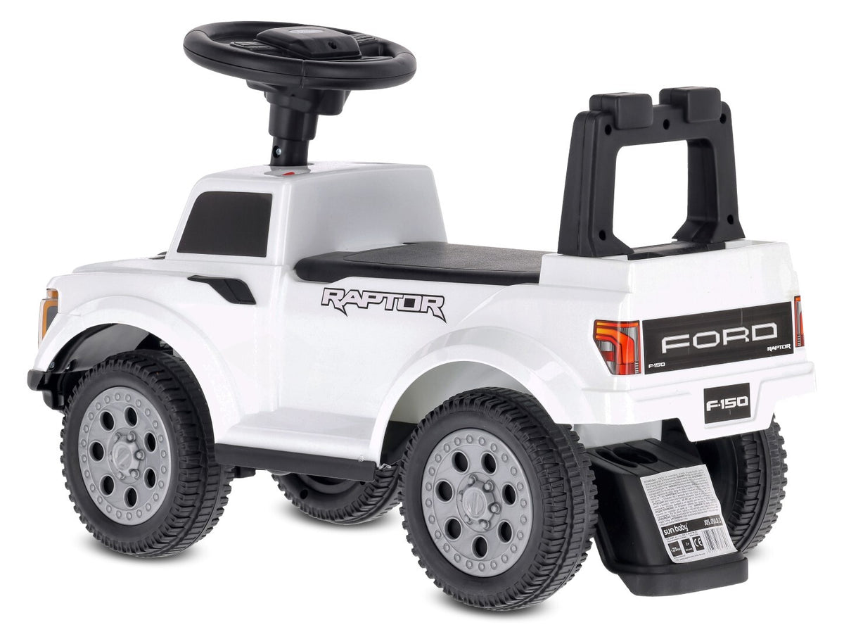 Jeździk Auto Pchacz dla dzieci na roczek schowek LED Ford Raptor biały Sun Baby
