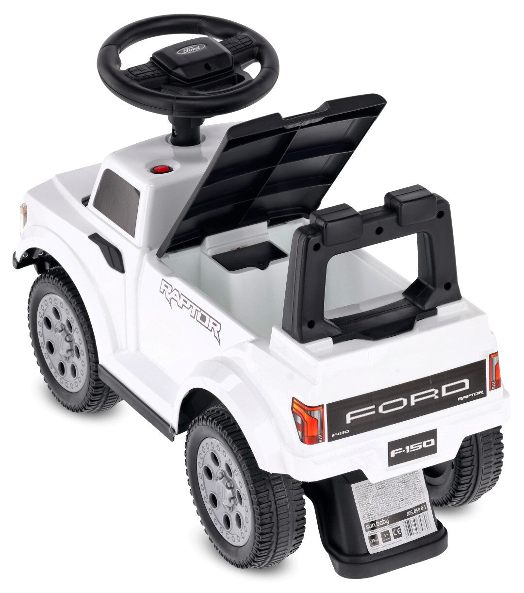 Jeździk Auto Pchacz dla dzieci na roczek schowek LED Ford Raptor biały Sun Baby