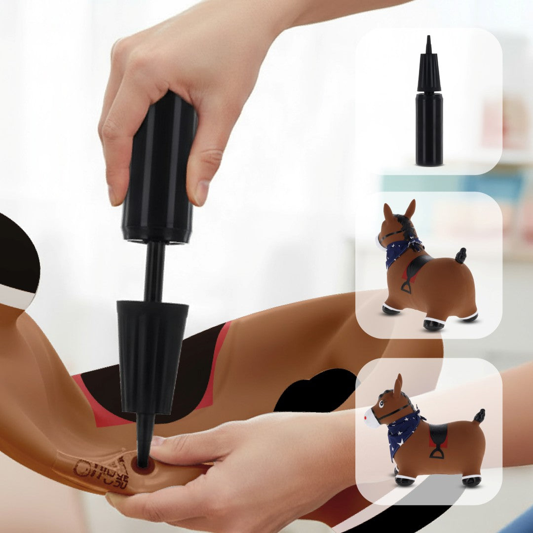 Skoczek dla dzieci do skakania z pompką Konik brązowy z bandaną Sun Baby