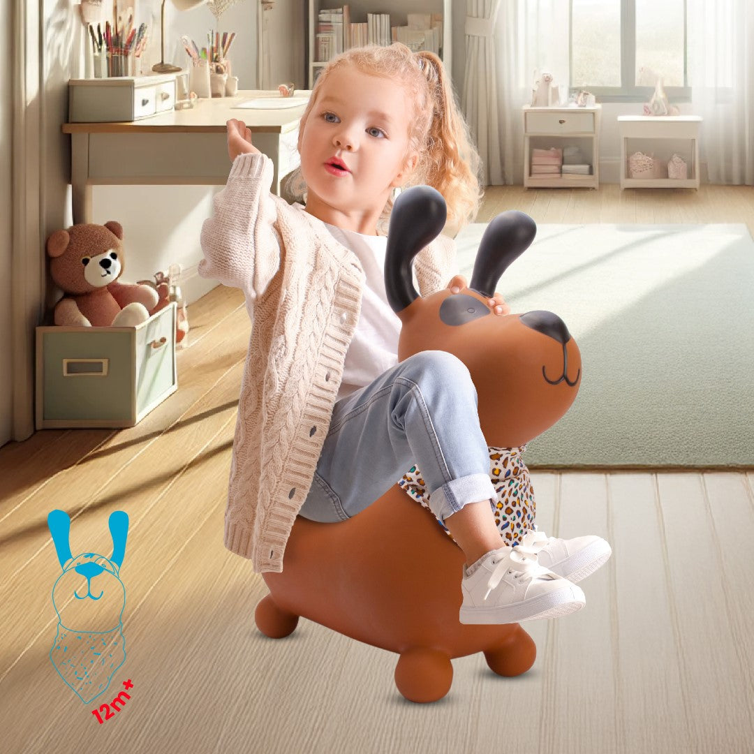 Skoczek dla dzieci do skakania z pompką Reksio brązowy z bandaną Sun Baby