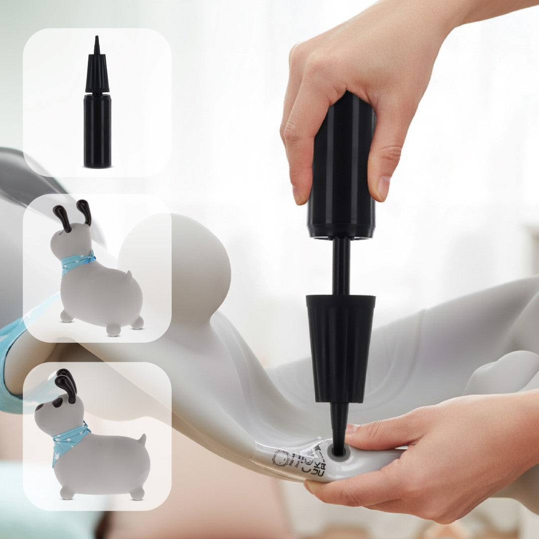 Skoczek dla dzieci do skakania z pompką REKSIO szary z bandaną