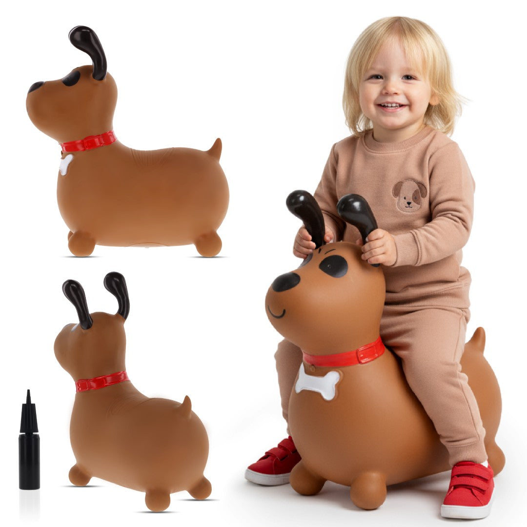 Skoczek dla dzieci do skakania z pompką Reksio brązowy