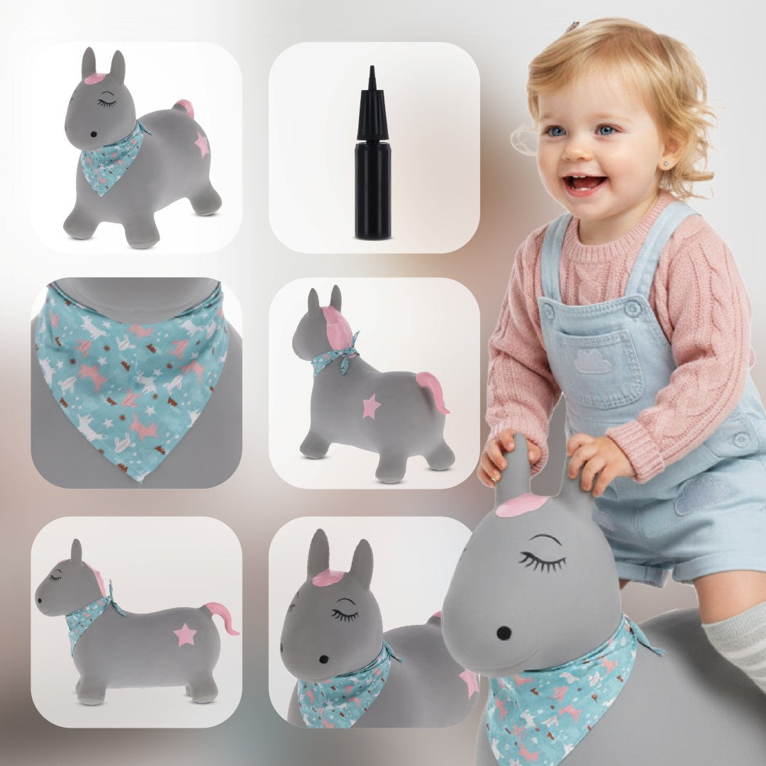 Children's jumper with a pump, Pony, gray, with a bandana