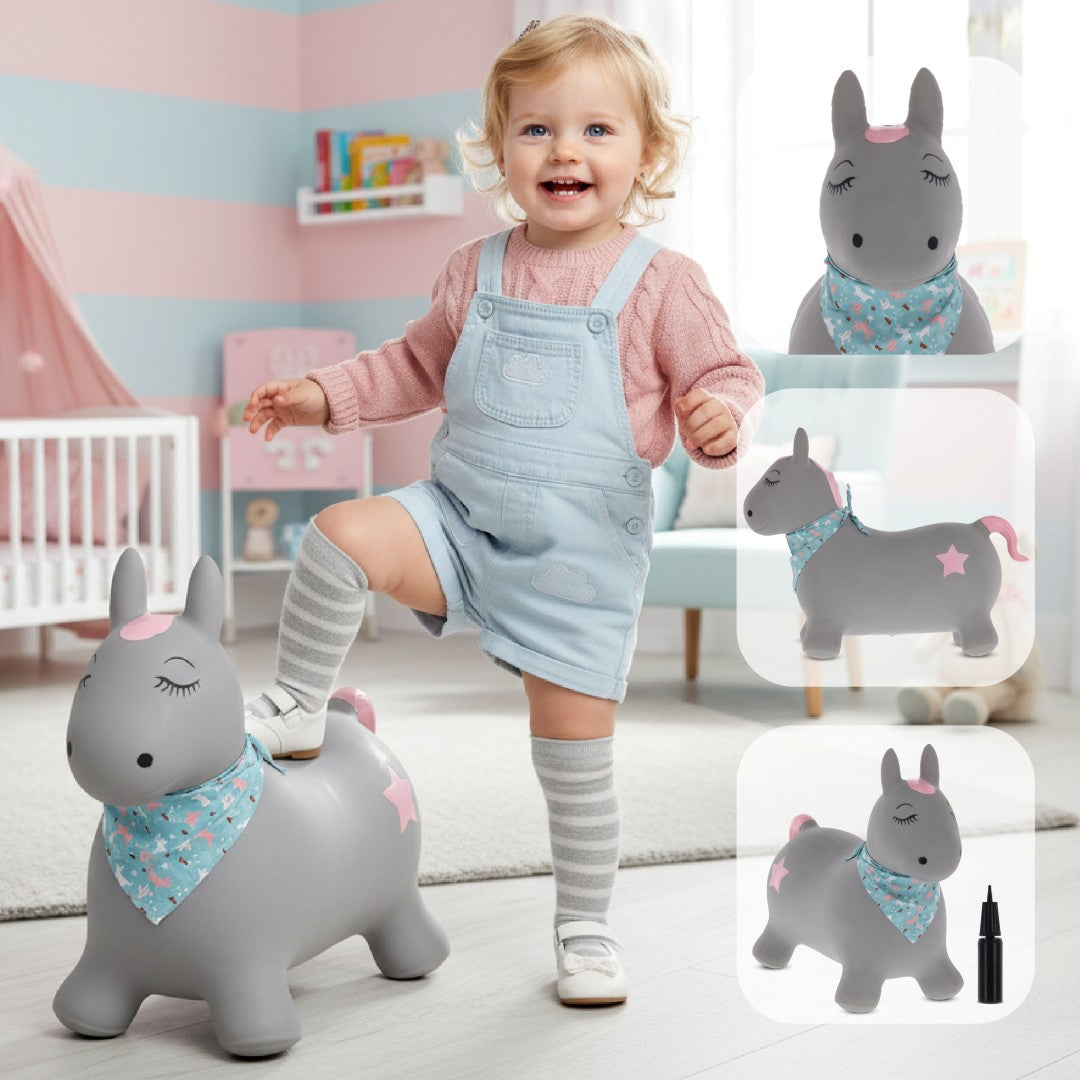 Children's jumper with a pump, Pony, gray, with a bandana