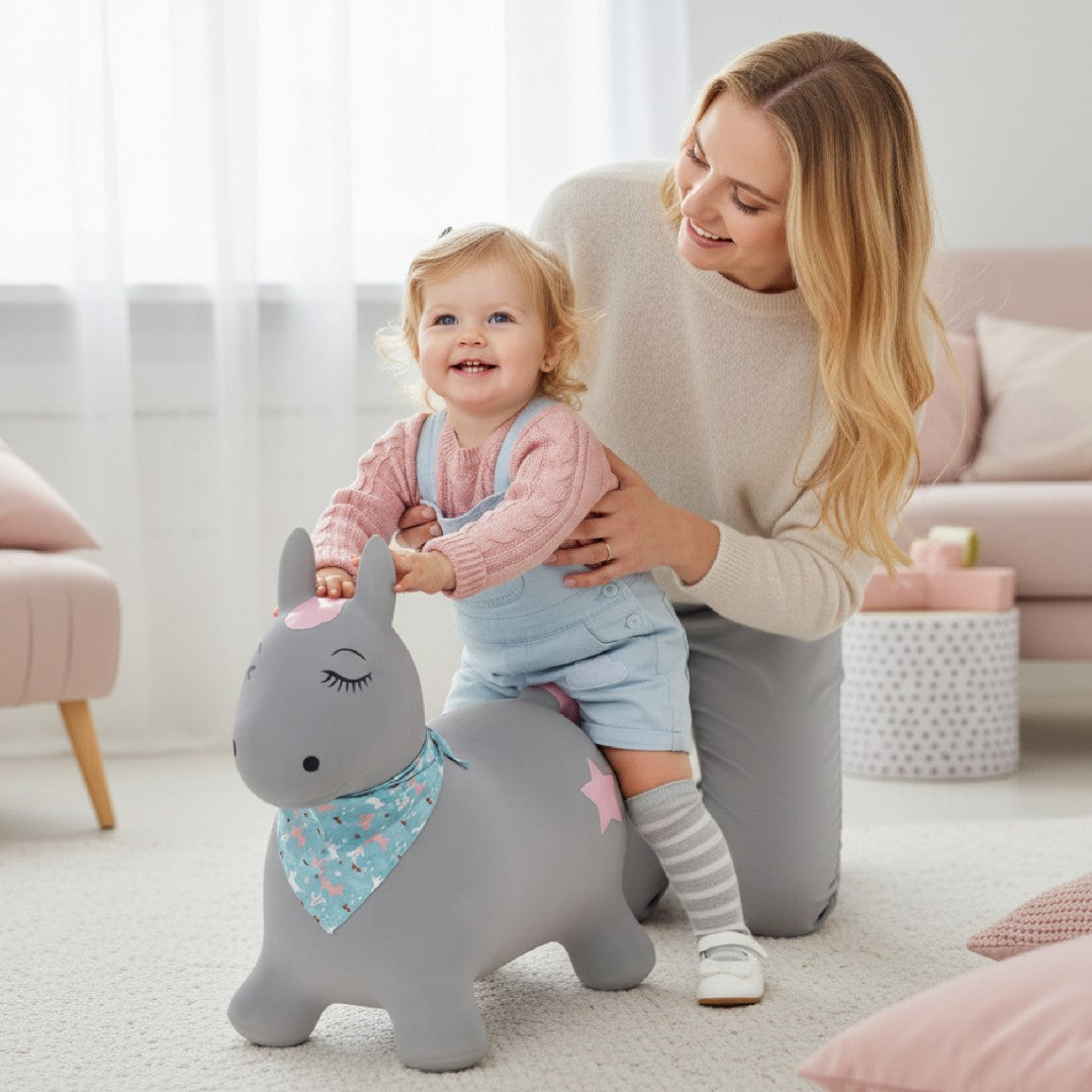 Children's jumper with a pump, Pony, gray, with a bandana