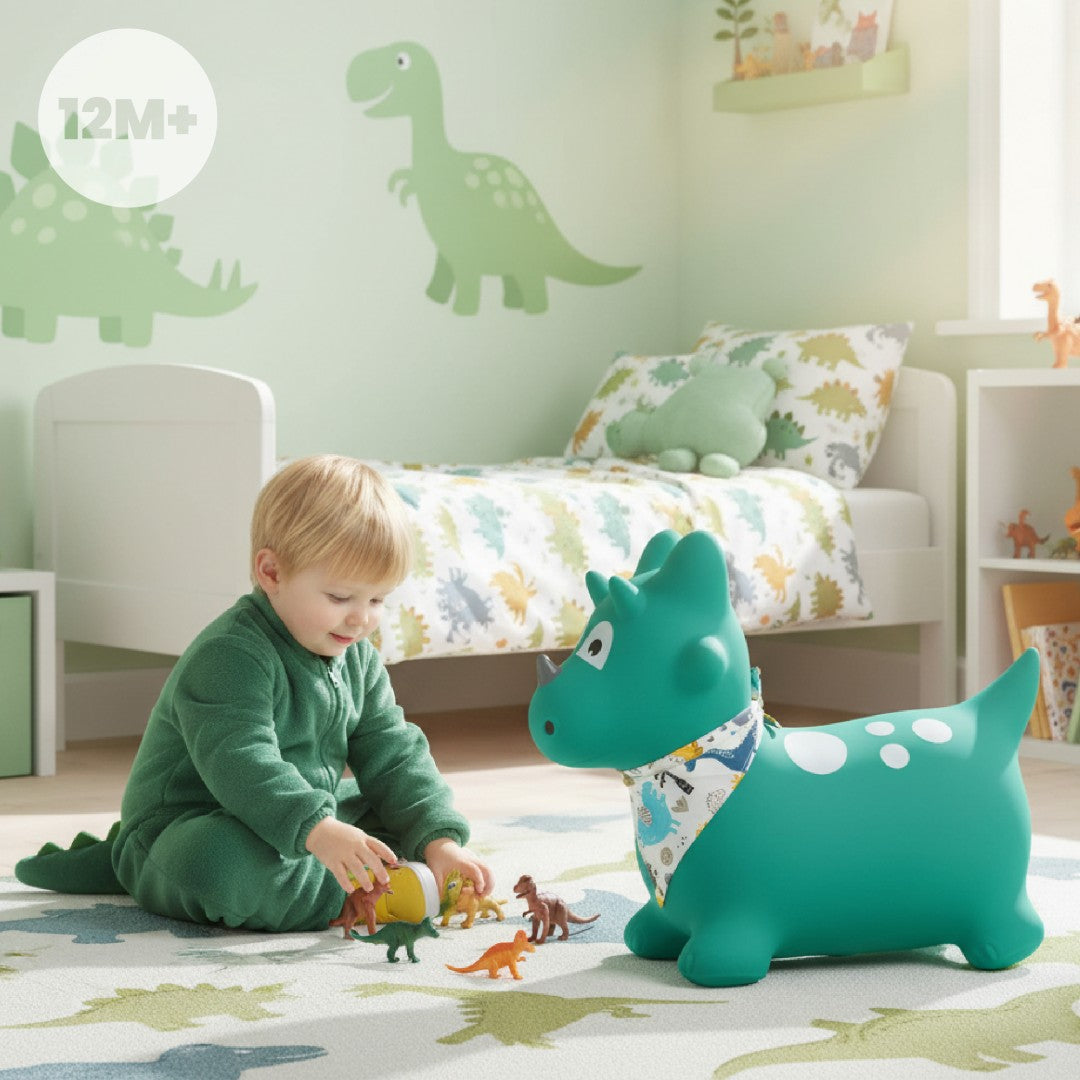 Kinderpullover mit Pumpe, Dino-grün, mit Sun Baby Halstuch