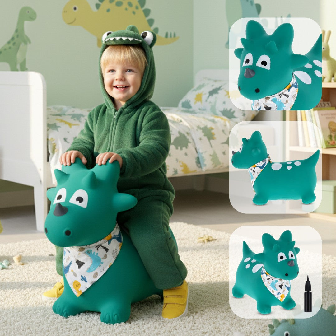 Kinderpullover mit Pumpe, Dino-grün, mit Sun Baby Halstuch