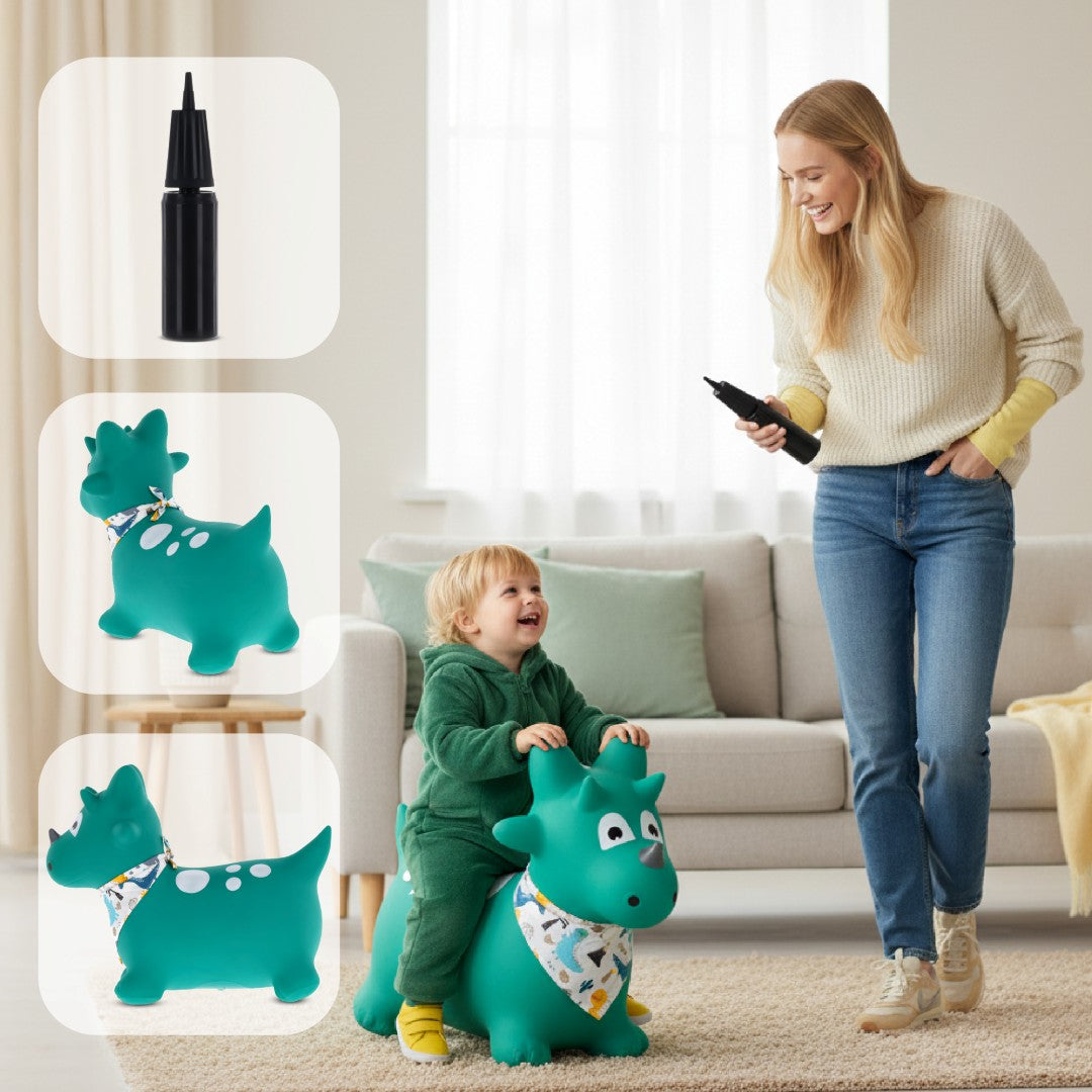 Kinderpullover mit Pumpe, Dino-grün, mit Sun Baby Halstuch