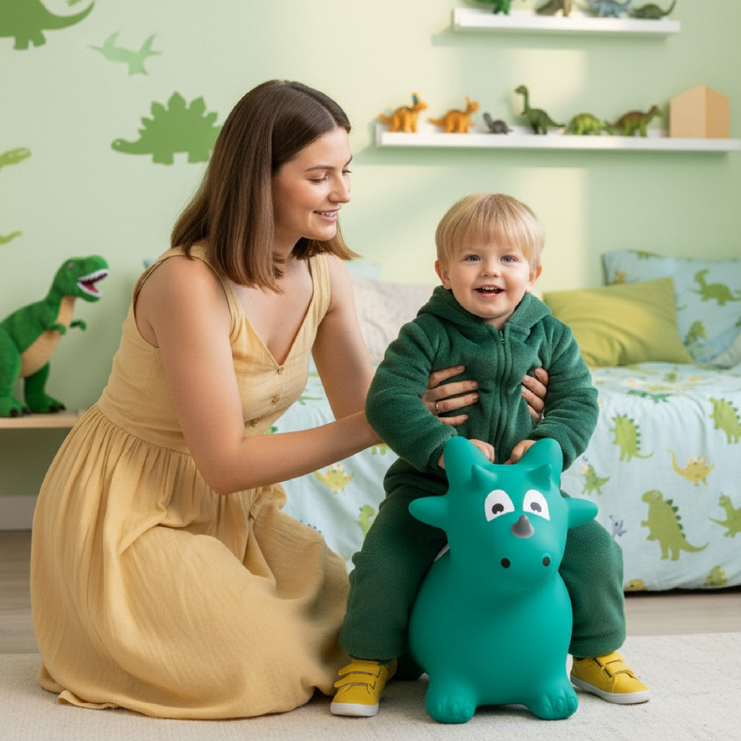 Skoczek dla dzieci do skakania z pompką Dino zielony