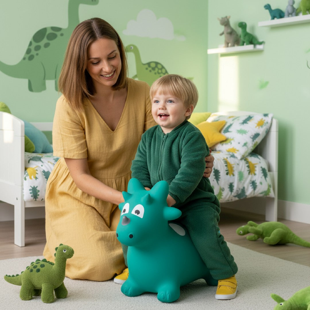 Skoczek dla dzieci do skakania z pompką Dino zielony