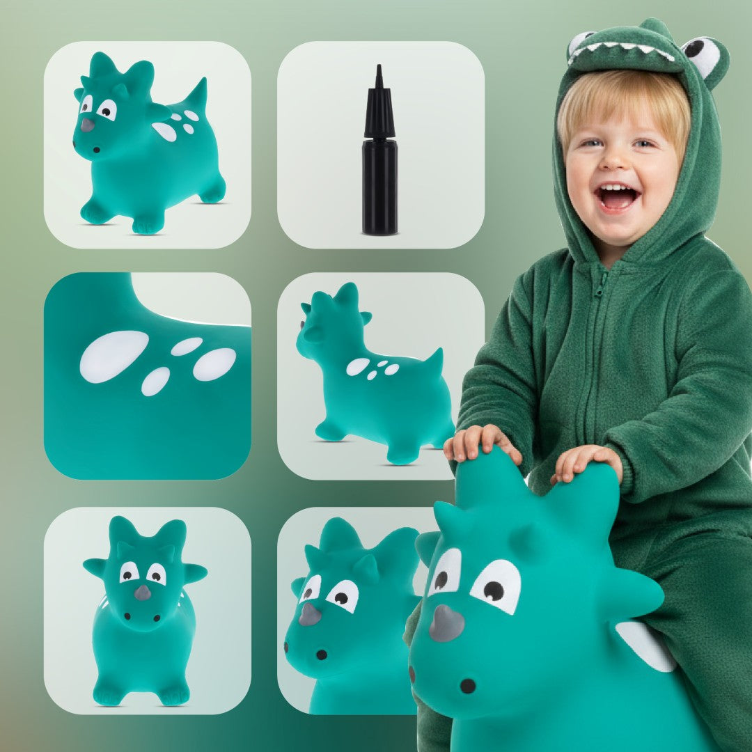 Skoczek dla dzieci do skakania z pompką Dino zielony