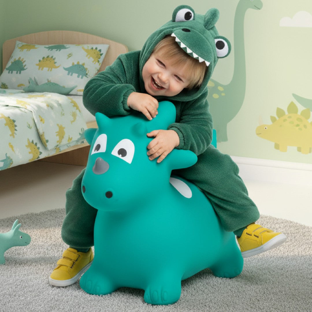 Skoczek dla dzieci do skakania z pompką Dino zielony