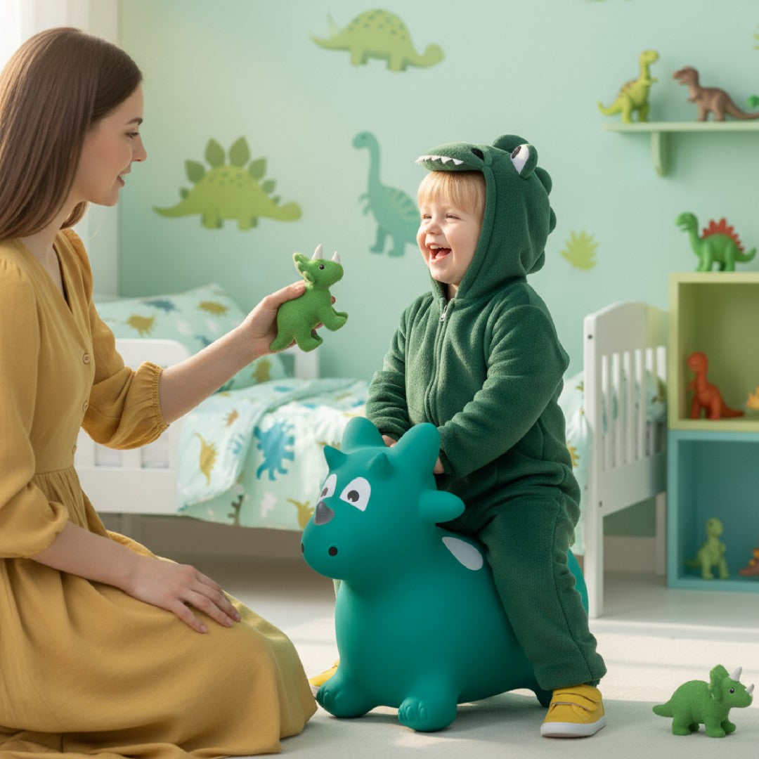 Skoczek dla dzieci do skakania z pompką Dino zielony