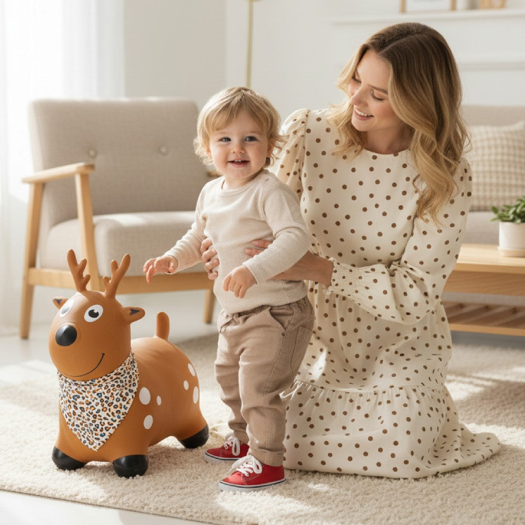 Children's jumper with a pump, brown, with a bandana