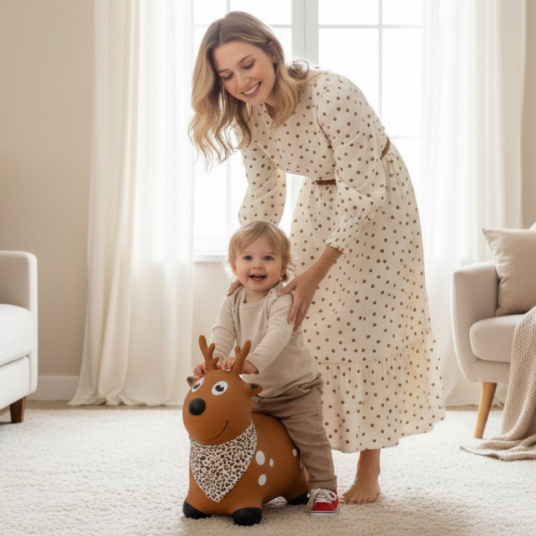 Children's jumper with a pump, brown, with a bandana