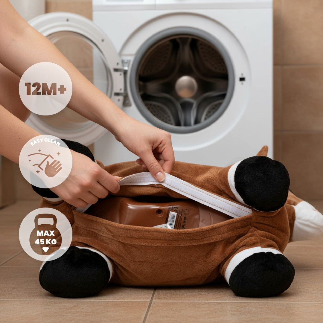 Skoczek pluszowy dla dzieci do skakania Konik brązowy z pompką