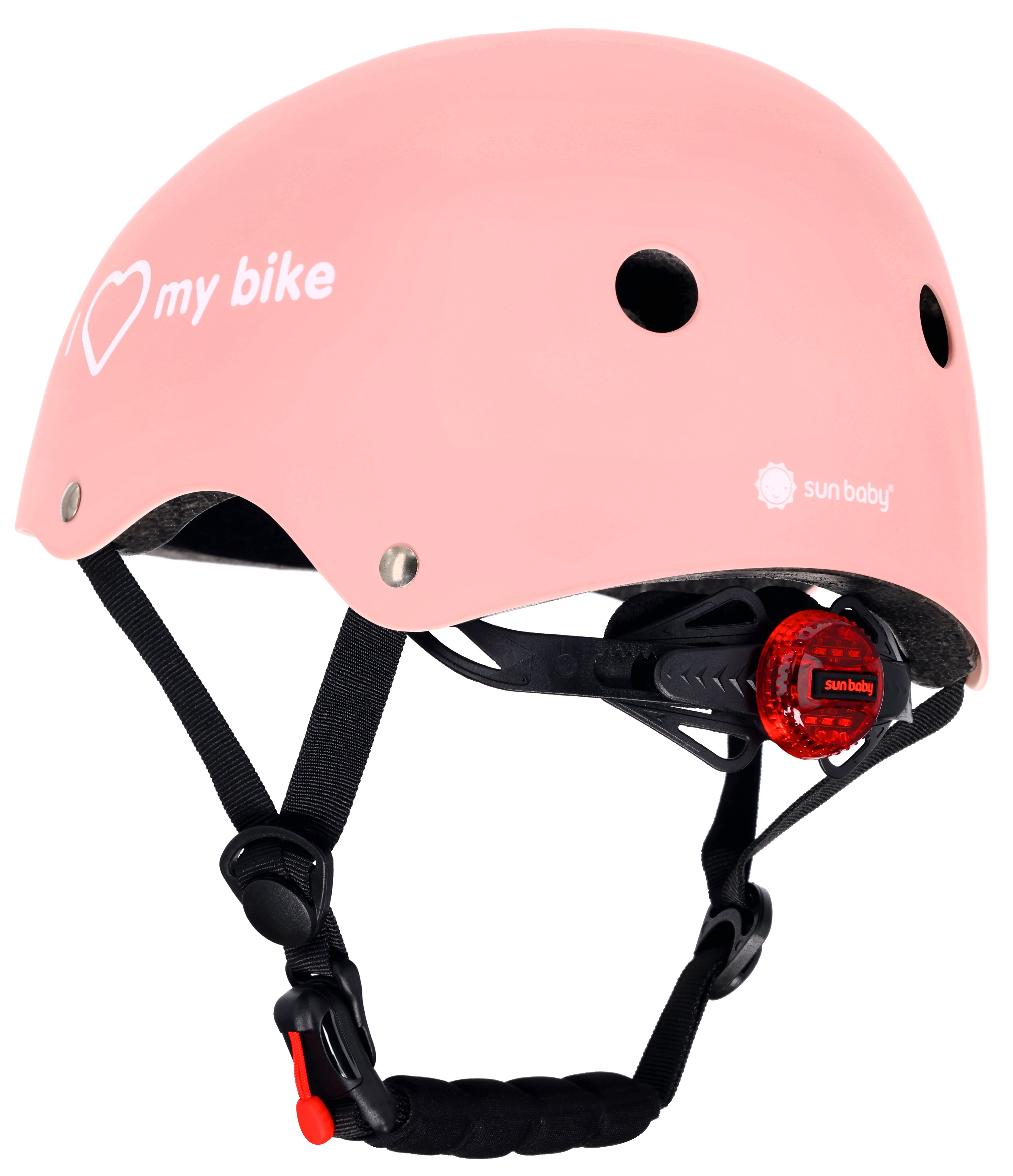 Kask rowerowy dla dzieci I love my bike M 54-58 cm LEKKI lampka LED klipsy magnetyczne różowy