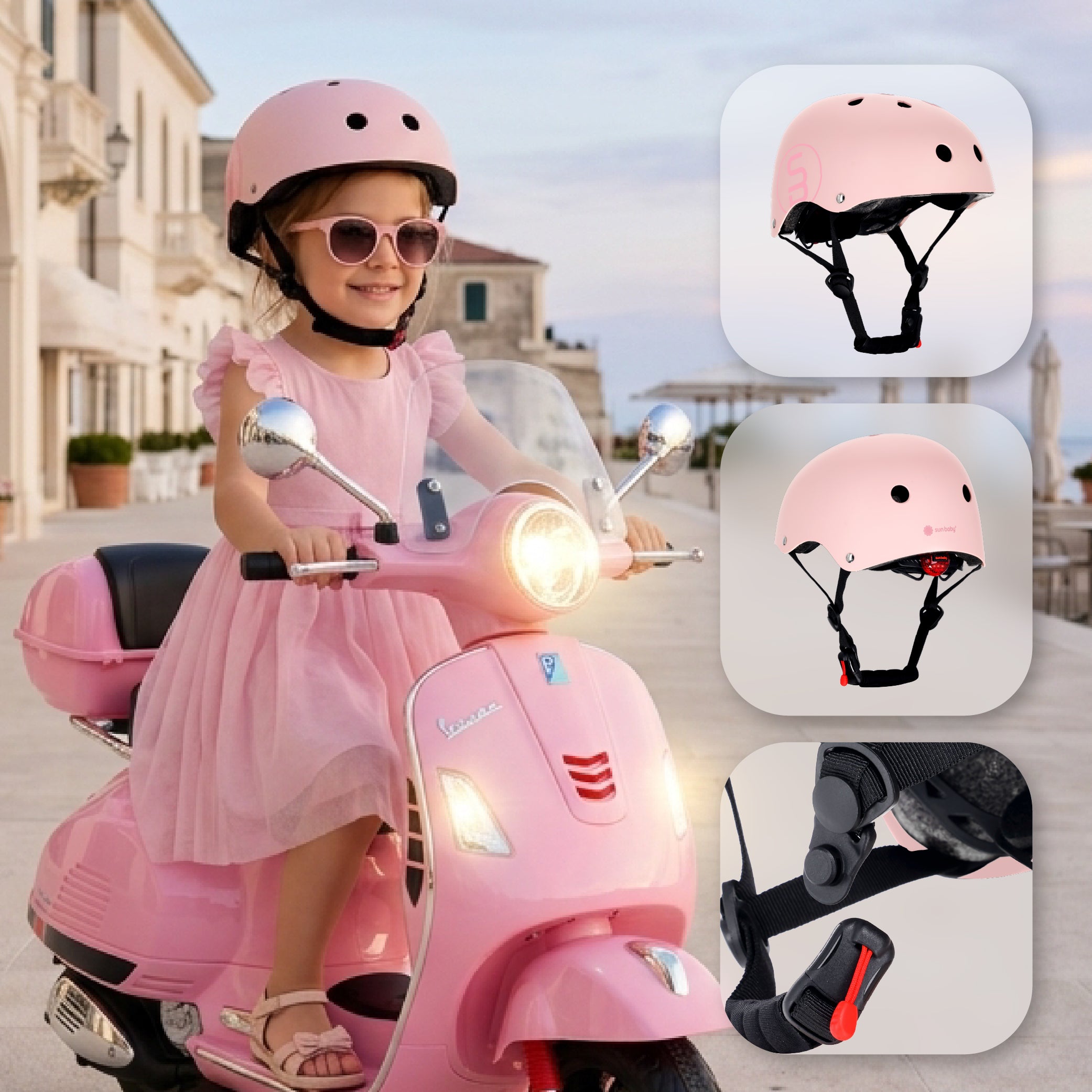 Kask rowerowy dla dzieci PERFECT FIT S 50-54 cm LEKKI lampka LED klipsy magnetyczne różowy