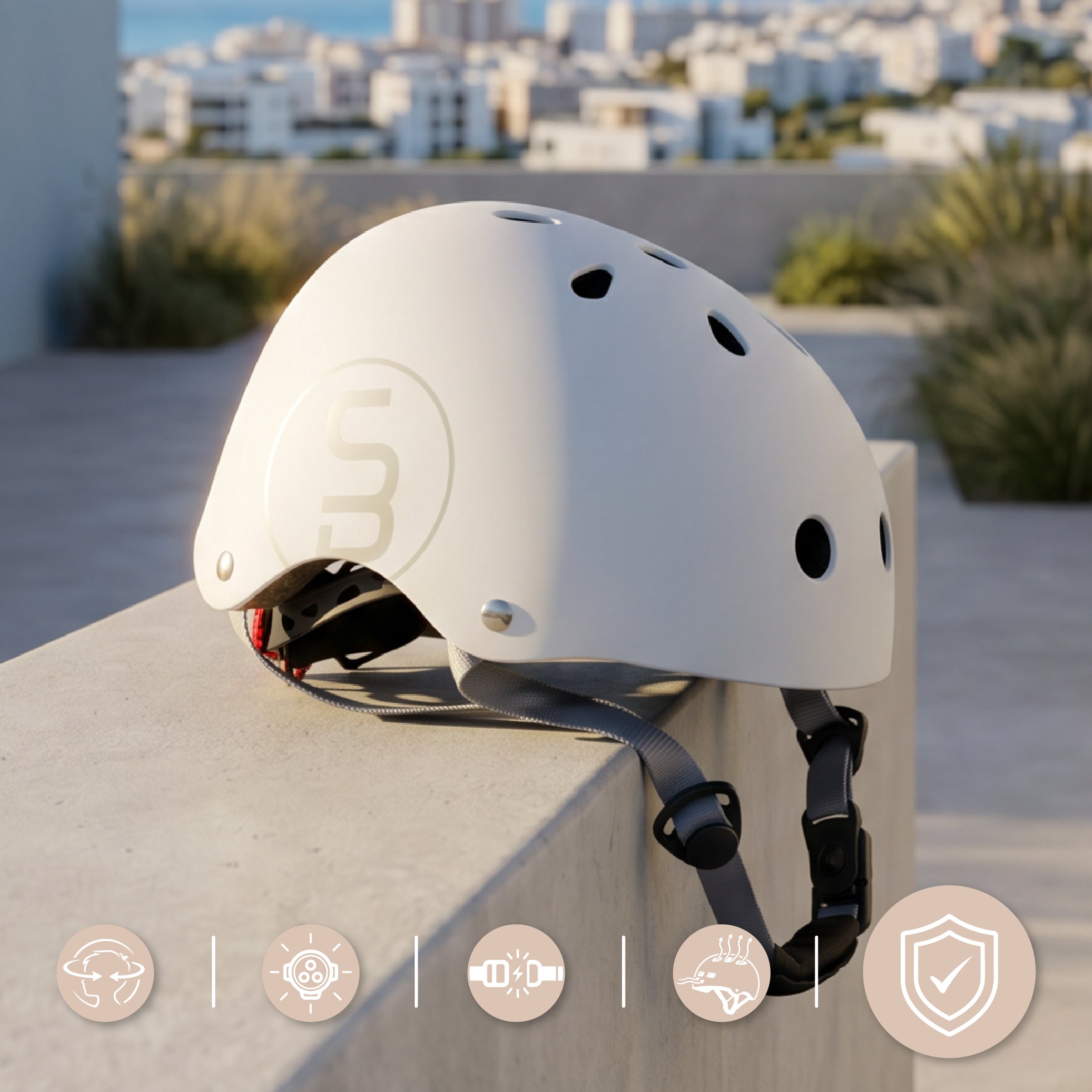 Kask rowerowy dla dzieci PERFECT FIT S 50-54 cm LEKKI lampka LED klipsy magnetyczne biały