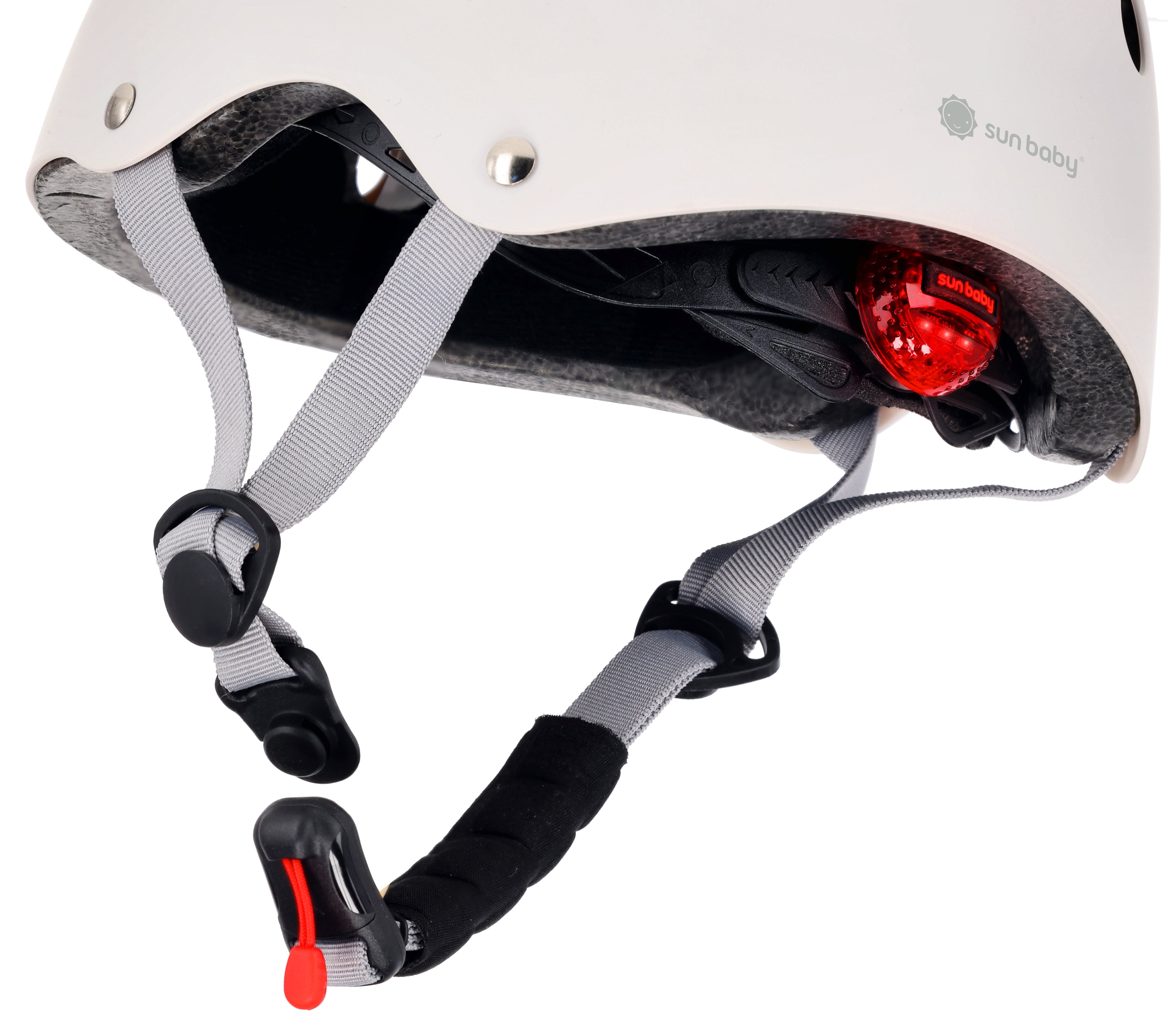 Kask rowerowy dla dzieci PERFECT FIT M 54-58 cm LEKKI lampka LED klipsy magnetyczne biały