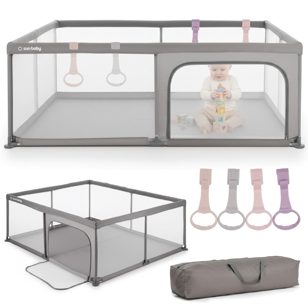 Baby-Laufstall-Set, großer Spielplatz 150 x 200 x 68 cm + Laufstallgriffe