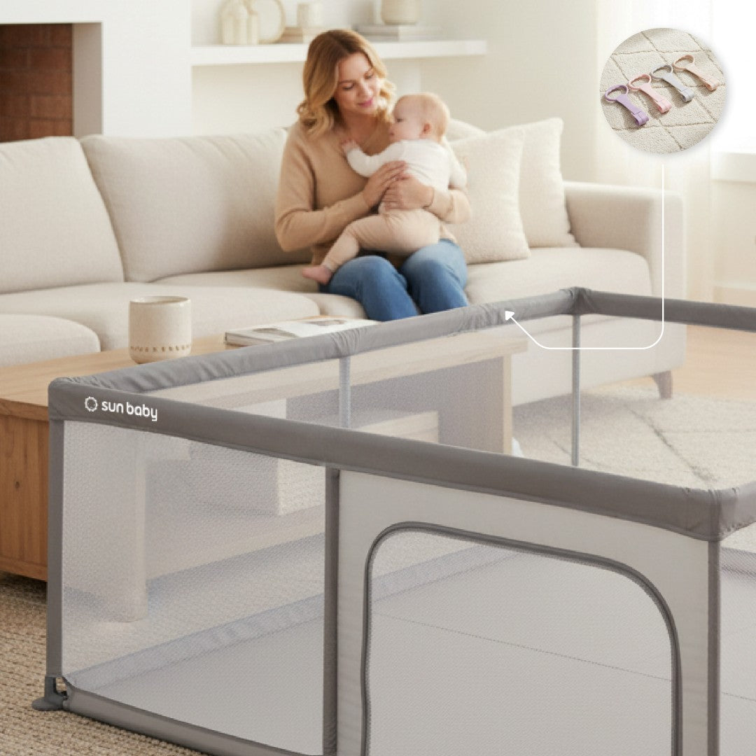 Baby-Laufstall-Set, großer Spielplatz 150 x 200 x 68 cm + Laufstallgriffe