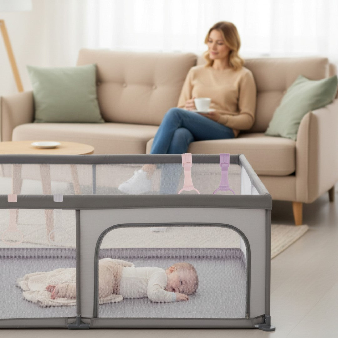 Baby-Laufstall-Set, großer Spielplatz 150 x 200 x 68 cm + Laufstallgriffe