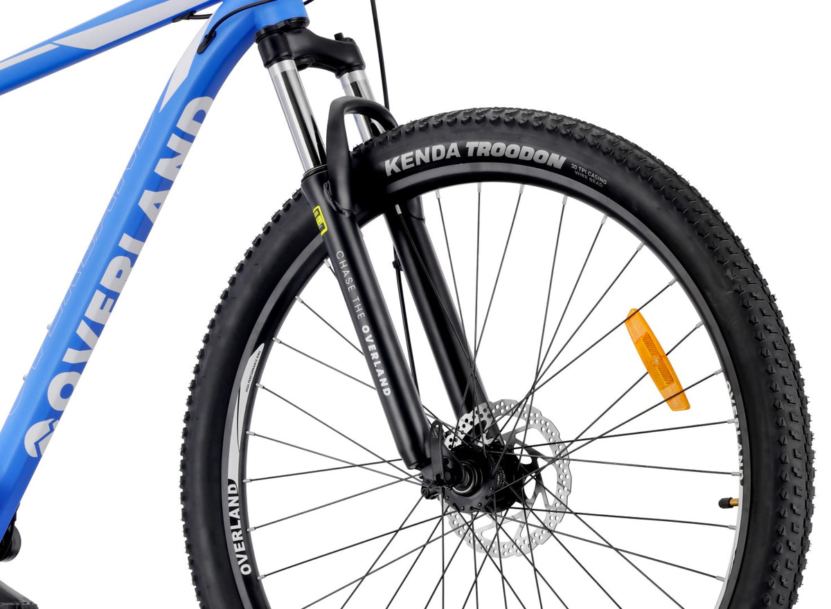 Rower górski MTB 29 cali KENDA Shimano Aluminium Lekki 21 biegów Amortyzator Hamulce tarczowe Rama L 21 cali Tatra Bikes Overland niebieski  matowy II gatunek