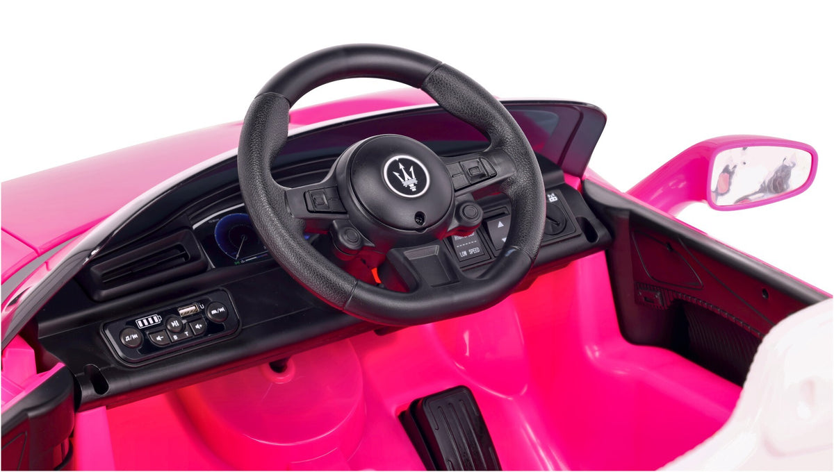 Sun Baby auto na akumulator dla dzieci Maserati GT Cabrio 12V, pilot, LED, MP3/USB/Bluetooth, różowy II gatunek