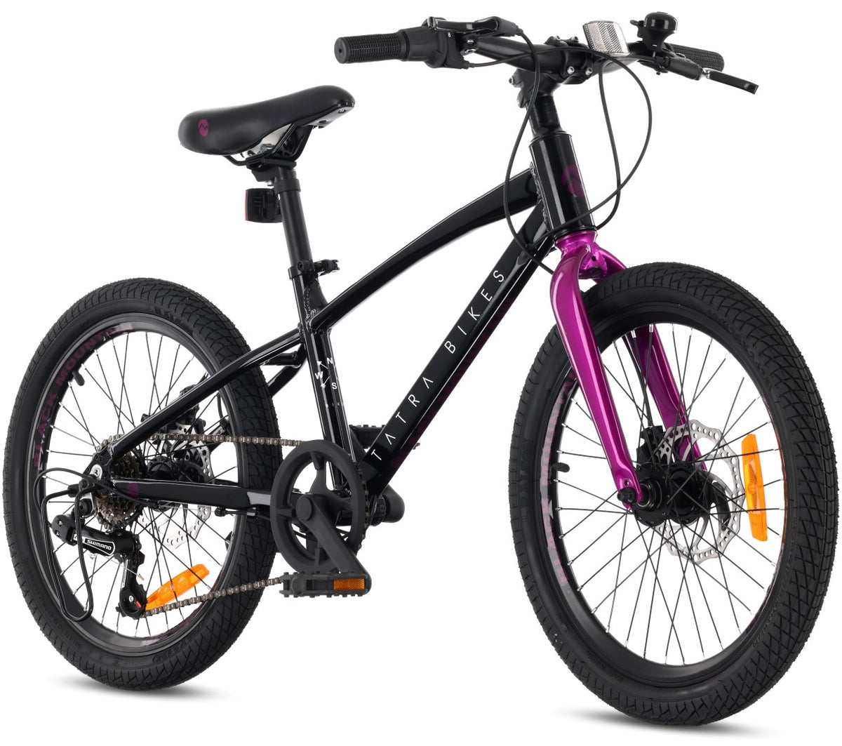 Rower dziecięcy 20 cali dla dziewczynki chłopca MTB Shimano 6 biegów lekki aluminiowy Tatra Black Mountain Bike czarny fioletowy II gatunek