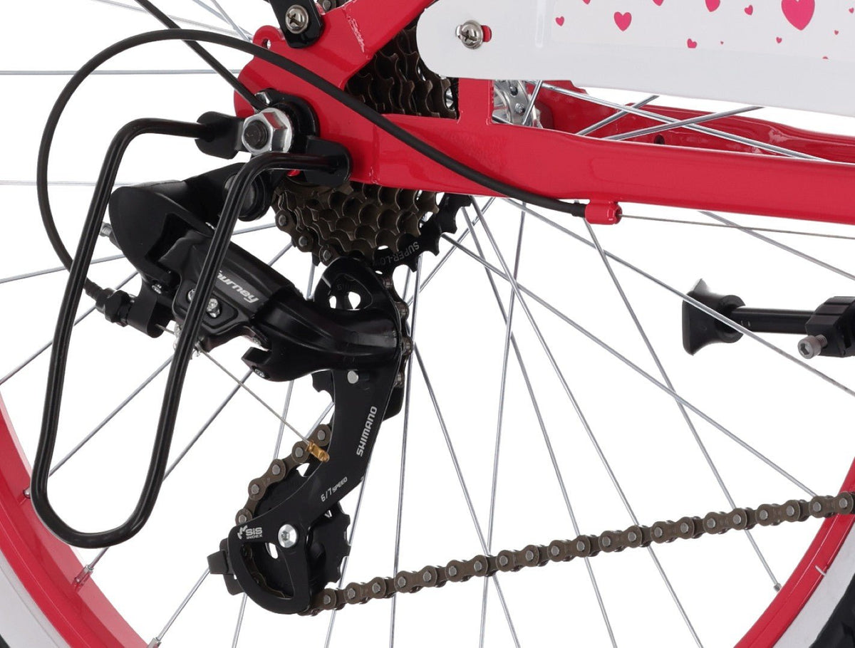 Rower 24 cale dla dziewczynki miejski na komunię Shimano 7 biegów Heart Bike malina II gatunek