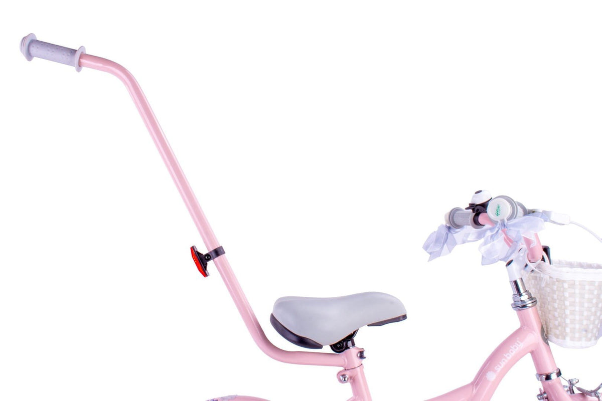 Rower dziecięcy Rower dla dziewczynki 12 cali Koszyk Prowadnik Kółka boczne Flower Bike różowy II gatunek