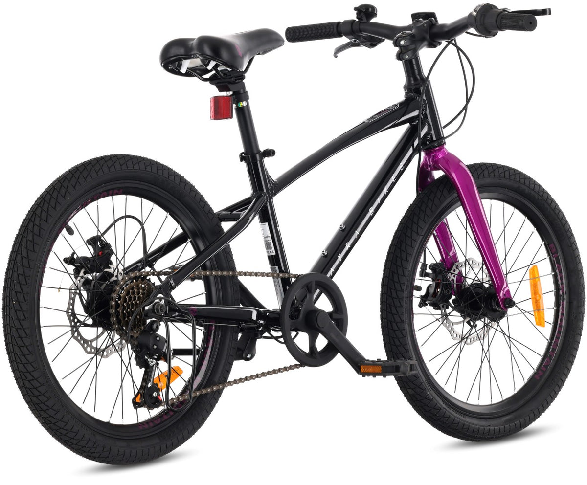 Rower dziecięcy 20 cali dla dziewczynki chłopca MTB Shimano 6 biegów lekki aluminiowy Tatra Black Mountain Bike czarny fioletowy II gatunek