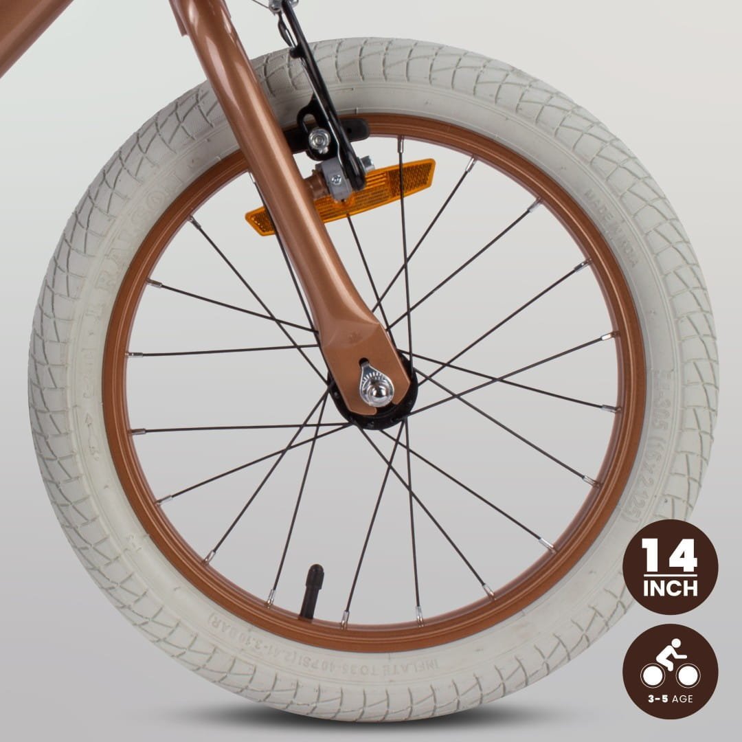 stützräder für kinderfahrrad 14 zoll Kinderfahrrad 14 Zoll für Jungen, Lenker, Stützräder, Korb, Verdant Rowan Cappuccino