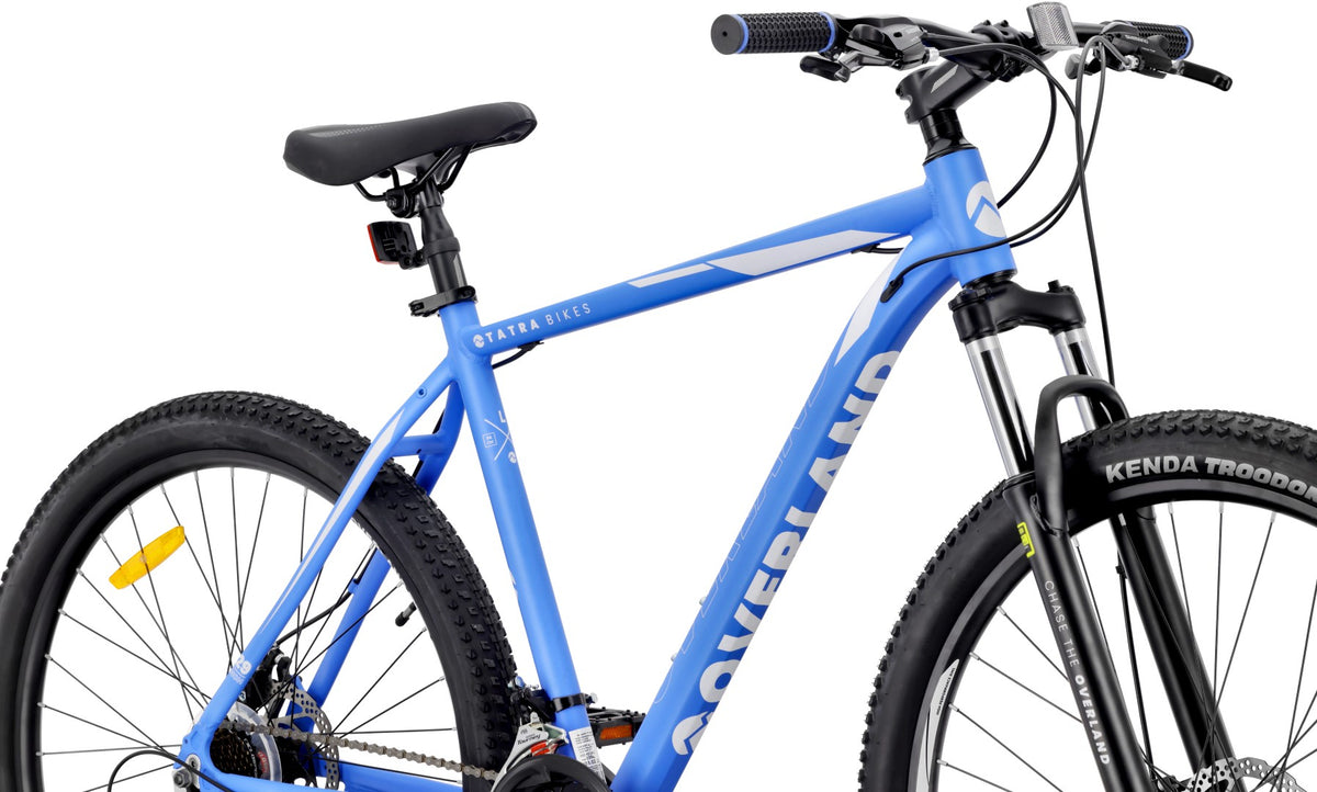 Rower górski MTB 29 cali KENDA Shimano Aluminium Lekki 21 biegów Amortyzator Hamulce tarczowe Rama L 21 cali Tatra Bikes Overland niebieski  matowy II gatunek