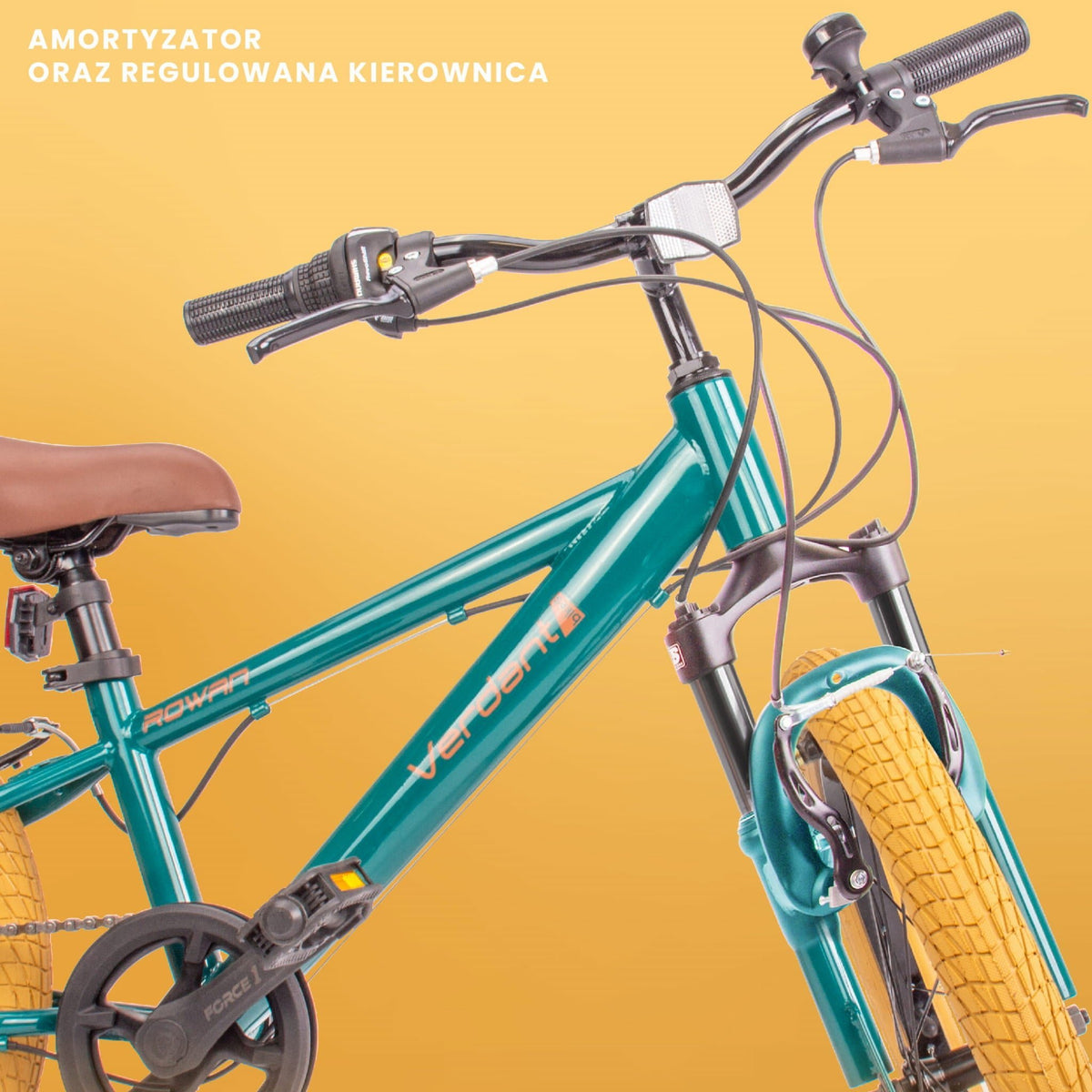 Rower 20 cali dziecięcy górski z amortyzatorem SHOX MTB Shimano 6 biegów Verdant Rowan 2 gatunek