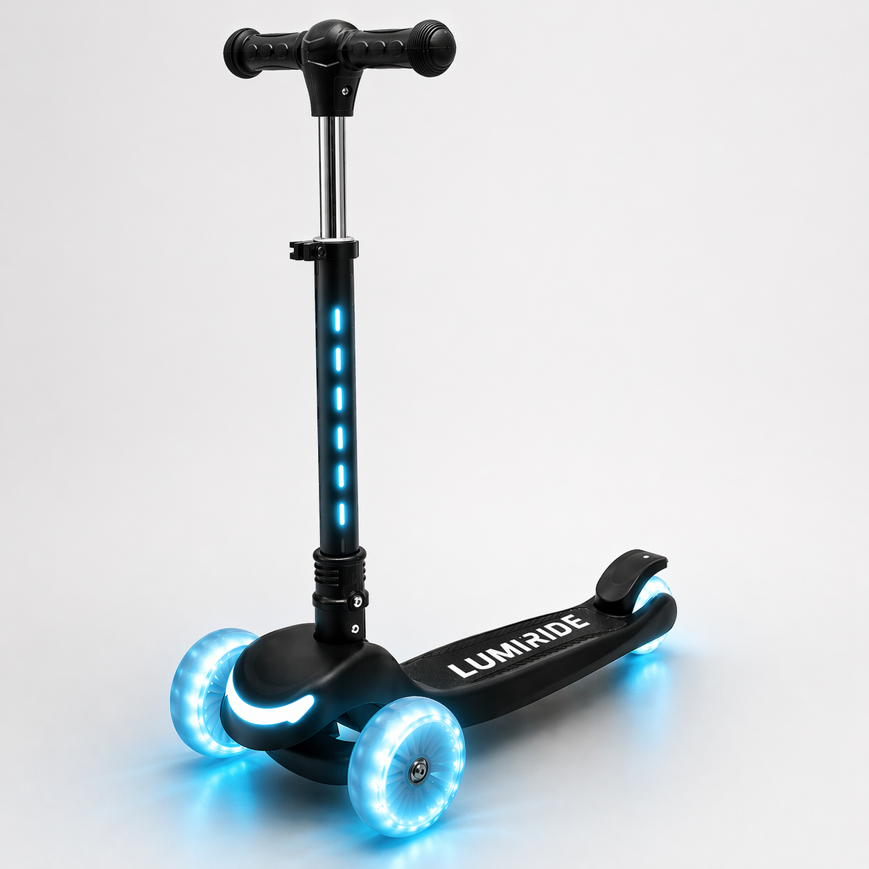 LUMI RIDE Hulajnoga trójkołowa balansowa składana regulowana Koła tęcza LED 7 kolorów 20 programów czarny Sun Baby
