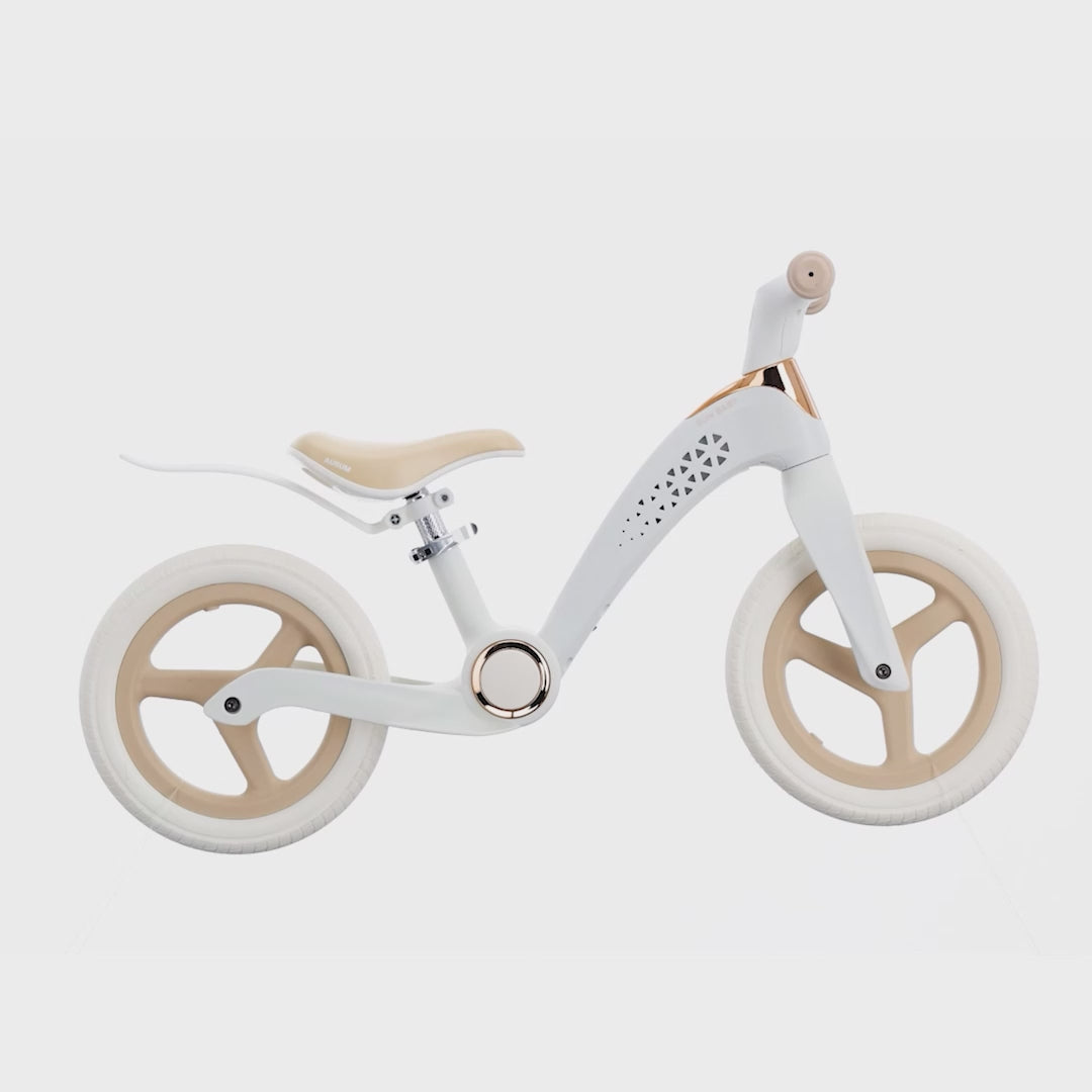 Rowerek biegowy dla dzieci Rower składany lekki 3,8 kg AURUM PP koła piankowe rama LED kremowy beżowy
