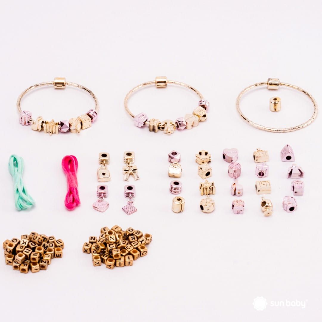 Zestaw do robienia bransoletek biżuterii zawieszki koraliki bransoletki naszyjniki 120 el Sun Baby
