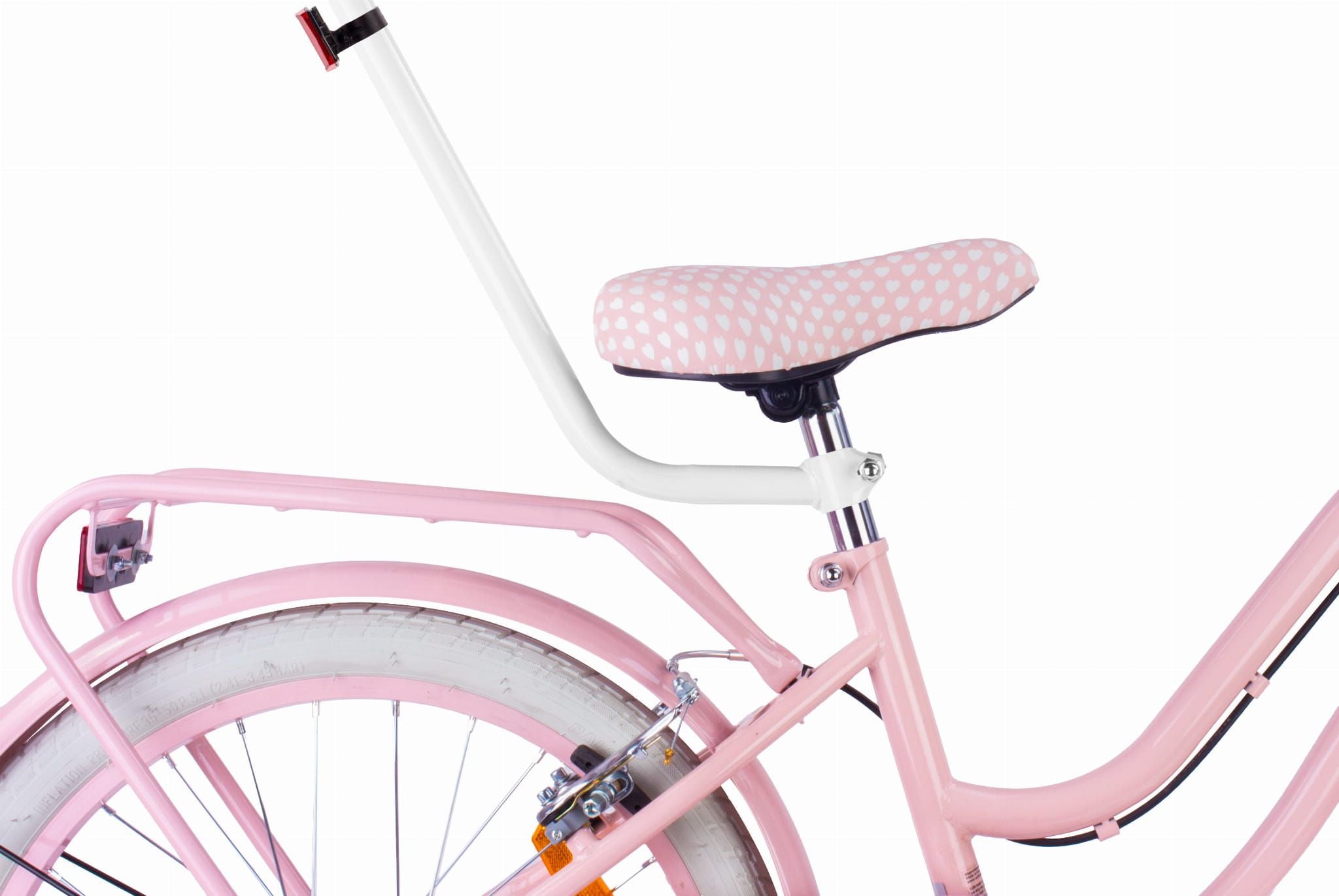 Rower dla dziewczynki 20 cali prowadnik bagażnik stopka Heart Bike Silver Moon różowy