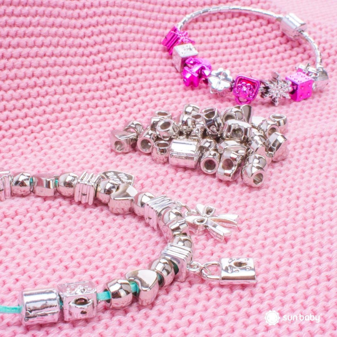 Zestaw do robienia bransoletek biżuterii zawieszki koraliki bransoletki naszyjniki 110 el Sun Baby