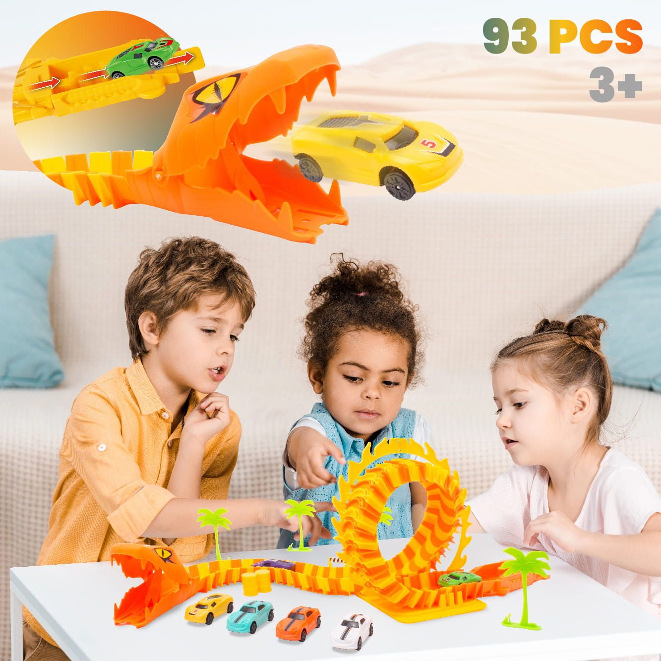 Tor wyścigowy samochodowy wyrzutnia wąż kobra 6 autek resoraki Sun Baby
